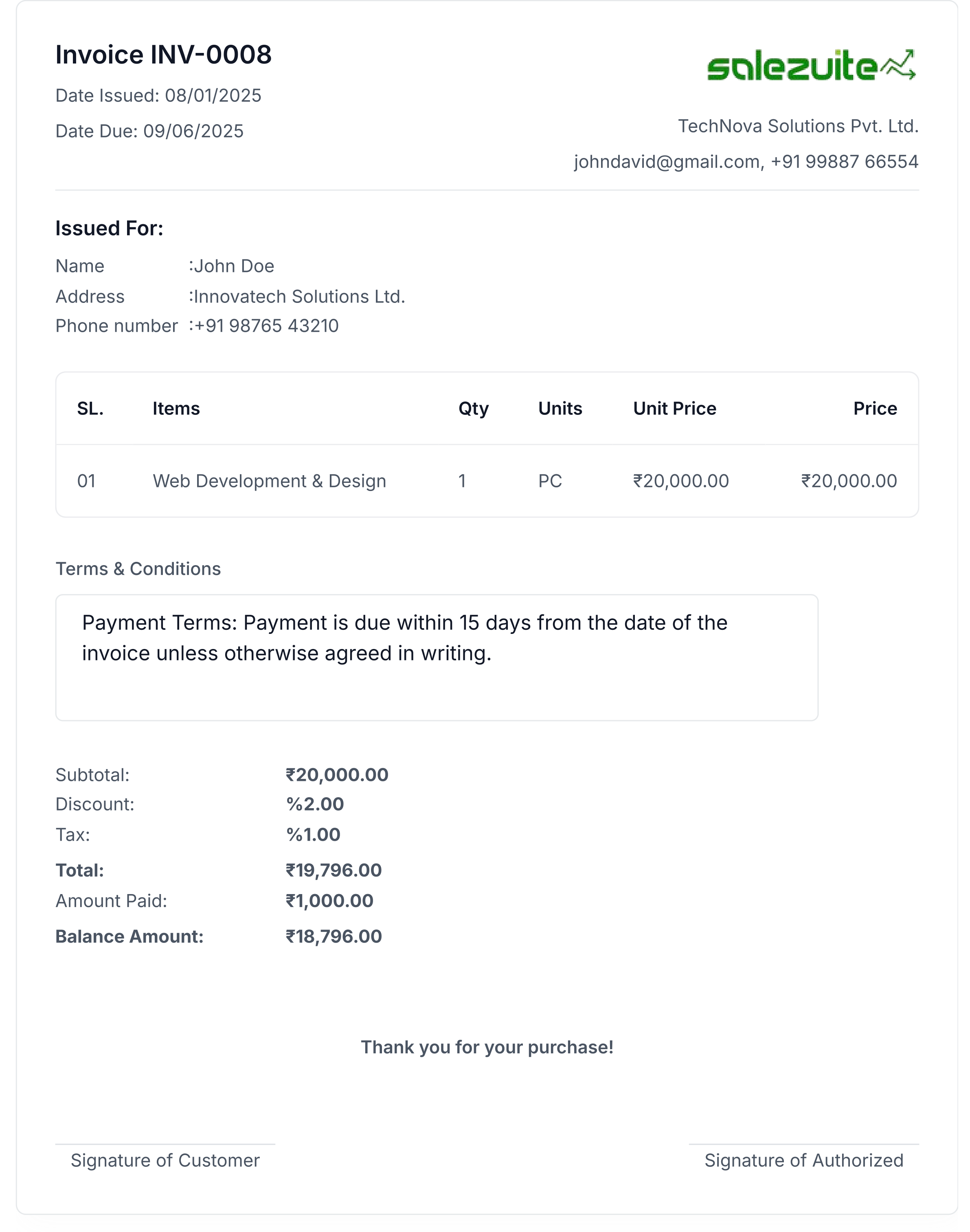 Invoice Example